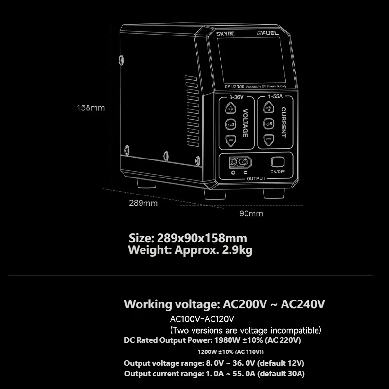 SKYRC PSU2000 1980W Adjustable - Drone Charger recensie en prijs